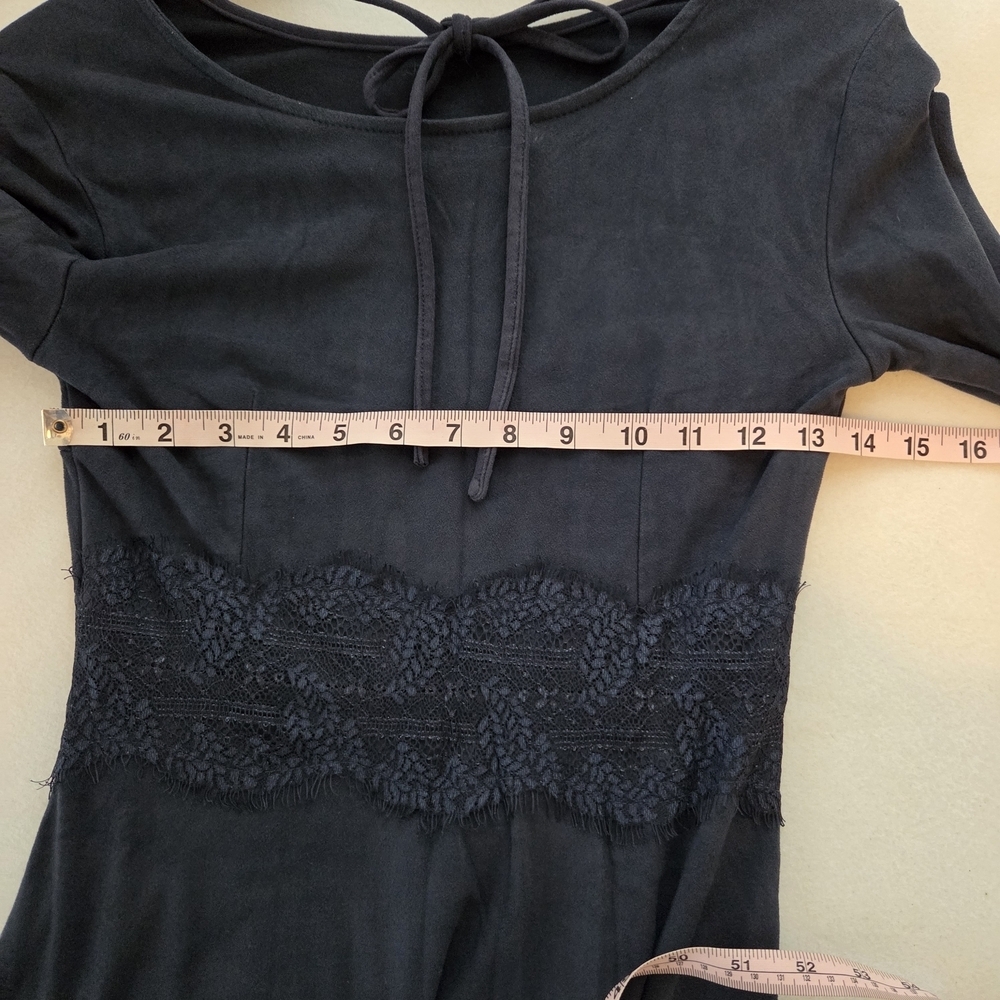 Romeo & Juliet Couture Women's Navy Dress Bell Sleeve Small - Picture 7 of 10